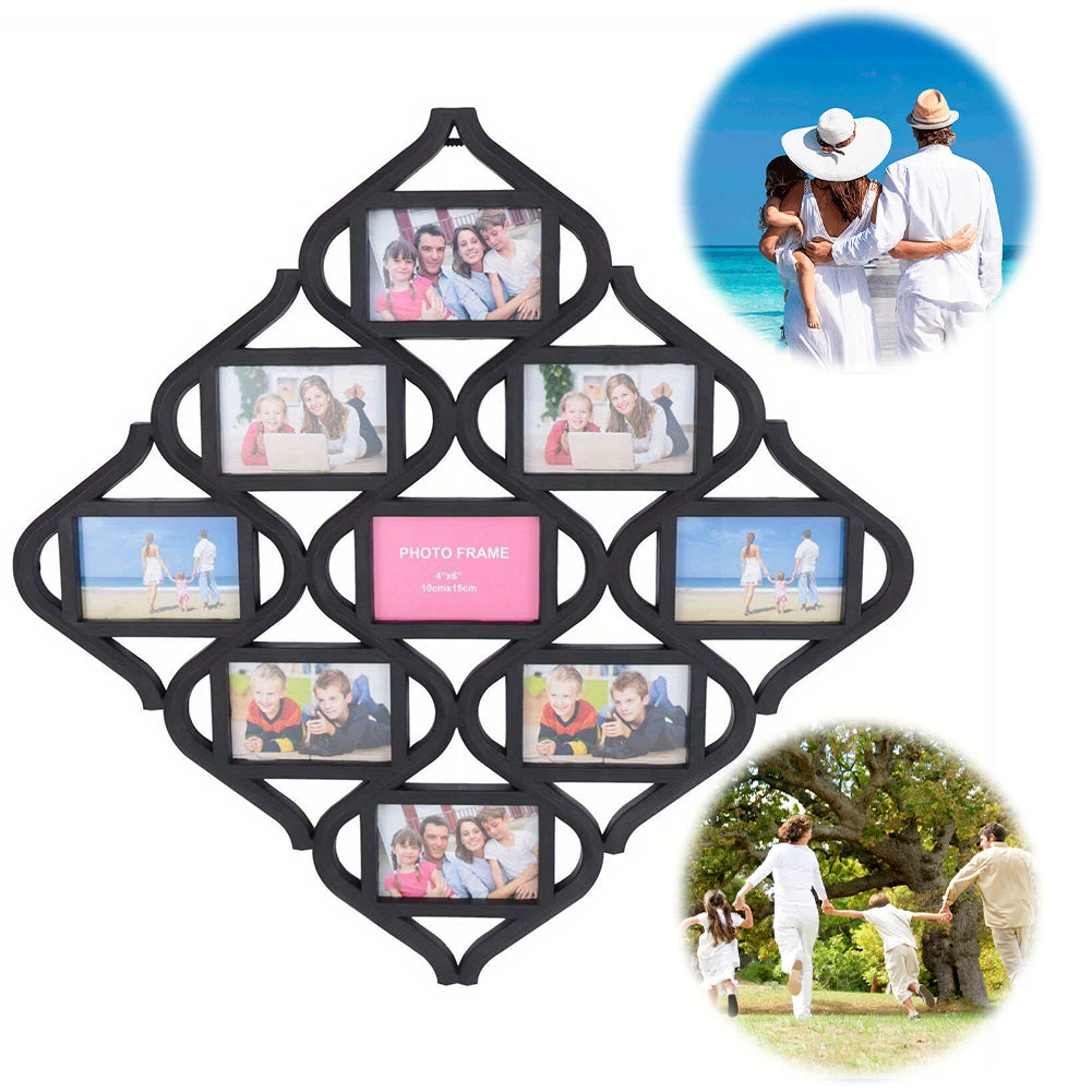 4x6In Wall Photo Frame Collage Reusable 9 Grid Photo Frame Creative Photo Frame for for Wall Decoration and Photo Display