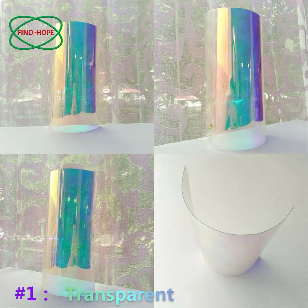 A4 Multicolor Iridescent Holographic Clear Transparent PVC Fabric Leatherette Laser Rainbow Film Vinyl Craft Bag Earring DIY Bow