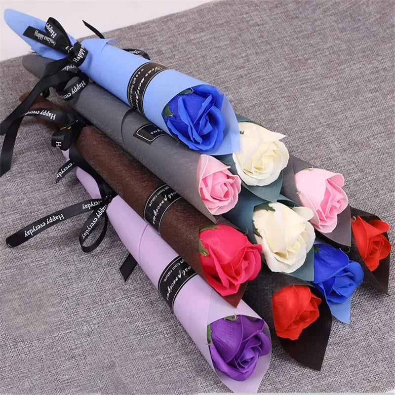 10 PCs Artificial Rose Flower Soap Bouquet Wedding Flower Decoration Multicolor Fake Roses