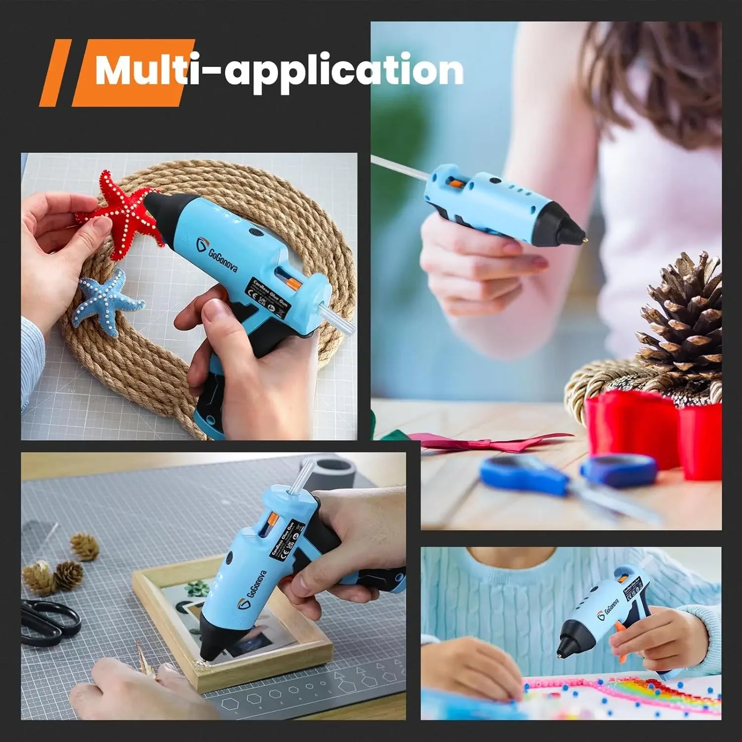 Cordless Hot Glue Gun, 15s Fast Preheating with 2Ah Built-in Battery Hot Melt Glue Gun, Smart Power-Off, Kit with 25 Pcs Premium