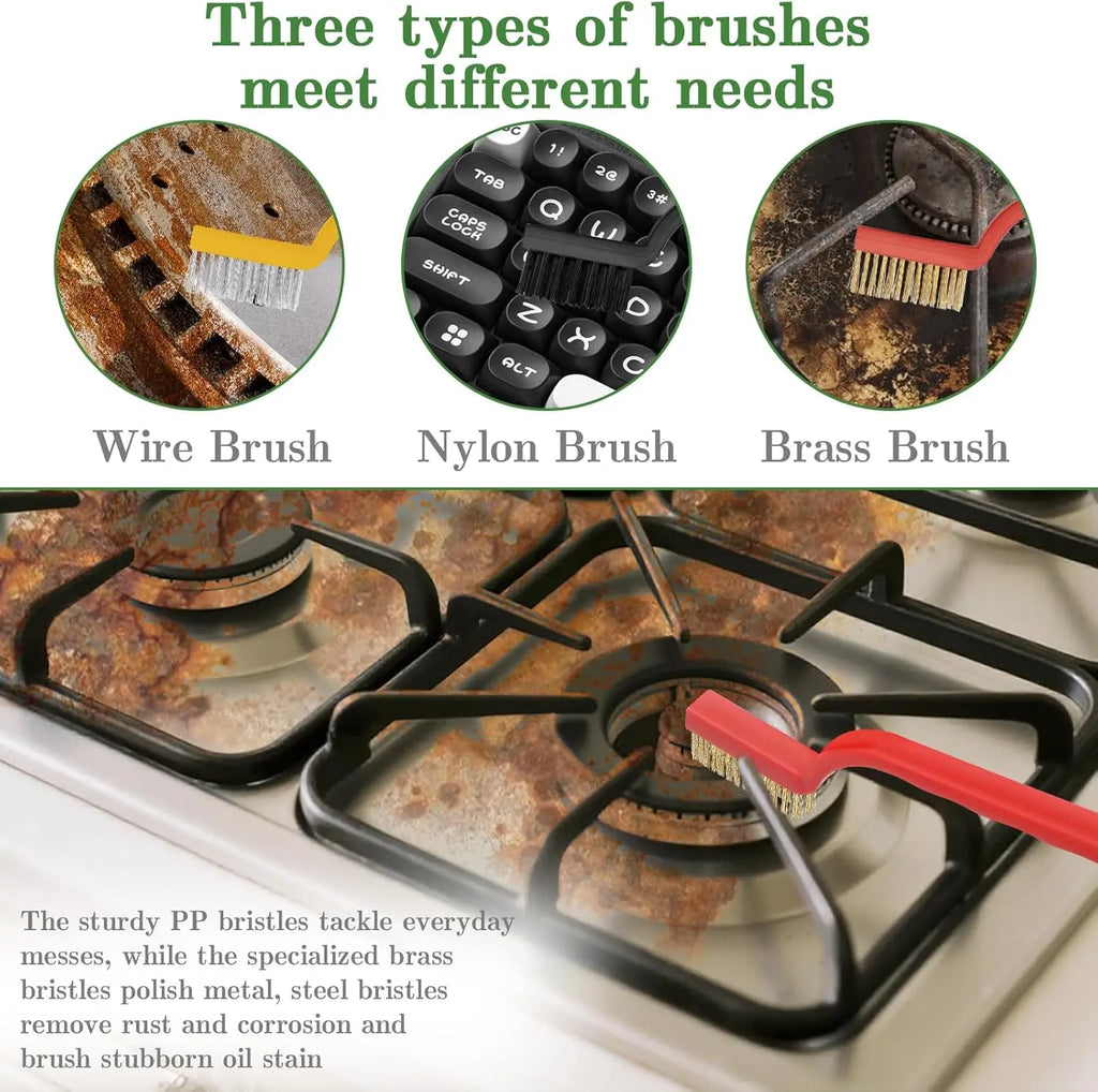 15-Piece Hard Bristle Crevice Cleaning Brush Set for Home, Bathroom, Kitchen, Window and Corners