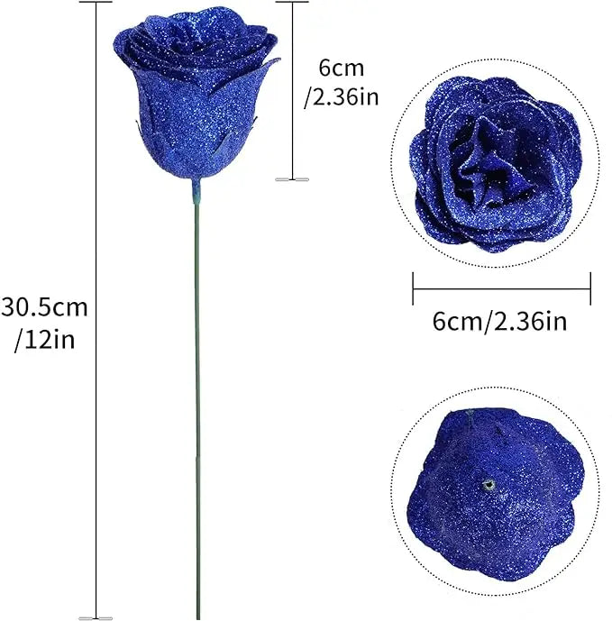 Mother's/Valentine's Day 30/50 pcs 7cm Glitter artificial flower rose girl friend wife DIY bouquet gifts for wedding Birthday