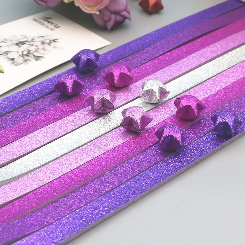 140 Sheets Glitter Paper Origami Stars Paper Strips Lucky Star Decoration Folding Paper Origami for Hand Arts Make Home Decor