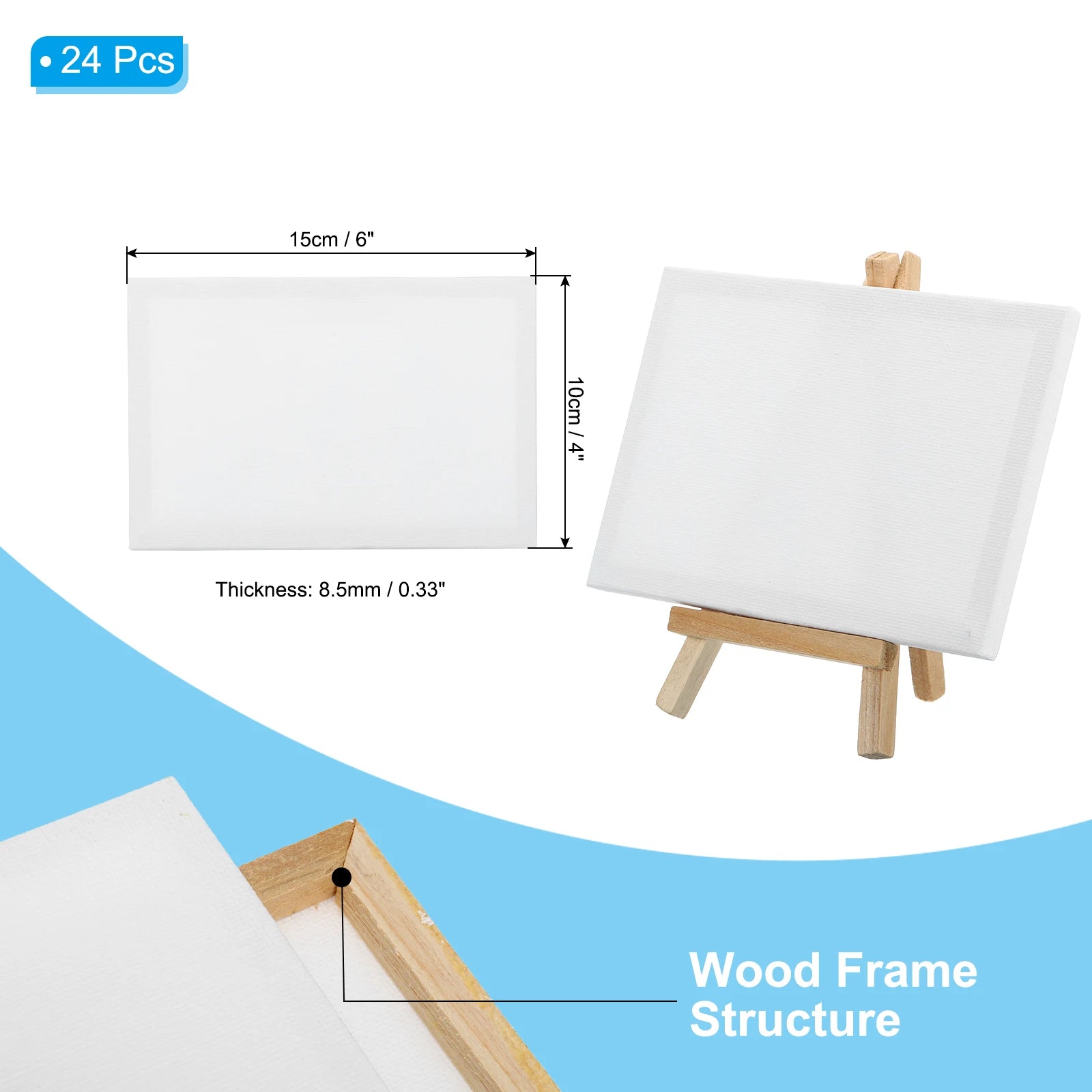 12/24Pcs Mini Canvas Board and Mini Wood Easel Set Art Artist Stationery Kids Gift Supplies for Home School DIY Drawing Painting