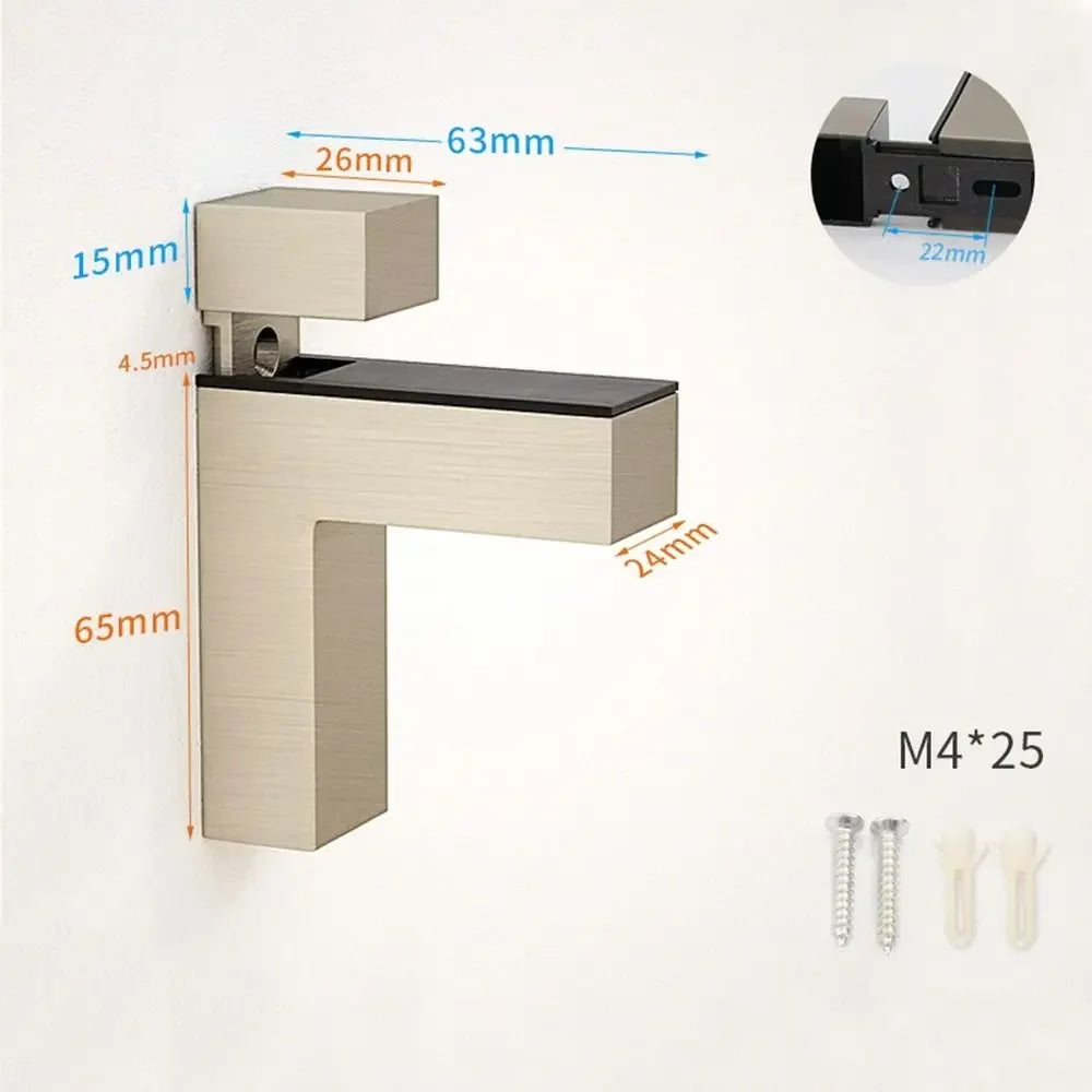 Wall Mount Glass Shelf Holder Adjustable Frameless Zinc Alloy Brackets Wardrobe Cupboard Door Clamp Furniture Accessories