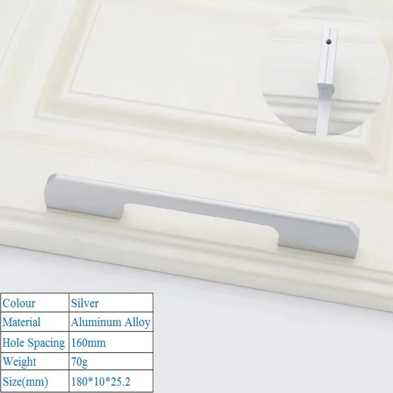 Black Aluminum Alloy Security Door Handles American Style Lengthen Cabinet Door Handle Modern Decorative Drawer Flush Handles