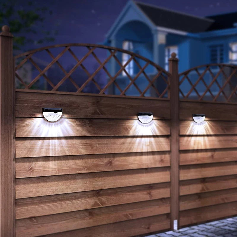 2PCS Solar Wall Lamp, 6LEDs Outdoor Waterproof Solar Light Warm White, for Yard, Garage, Garden, Porch, Fence, Driveway, Railing