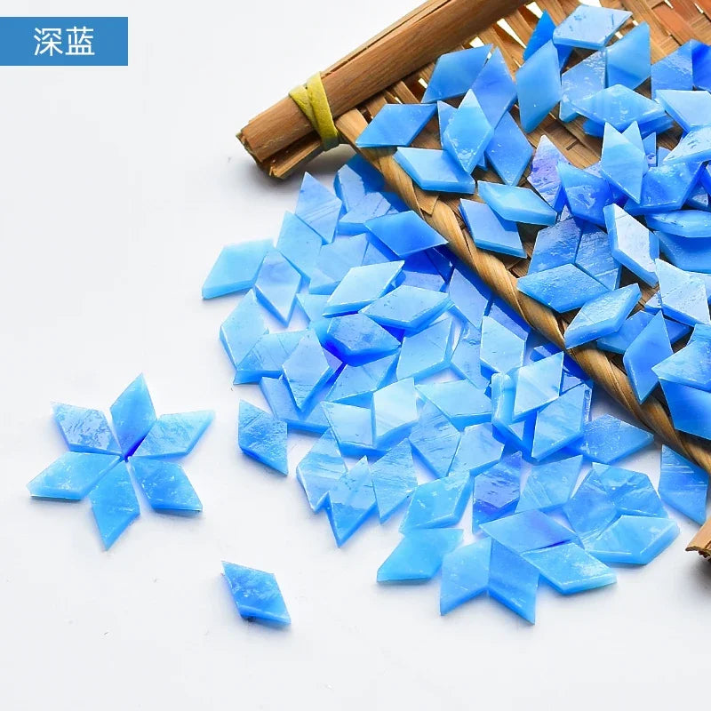 200g Diamond Shape Mosaic Mica Stained Glass Mosaic Tiles Mosaic Making Tiles for Puzzle Art DIY Craft Lamp Table Accessories