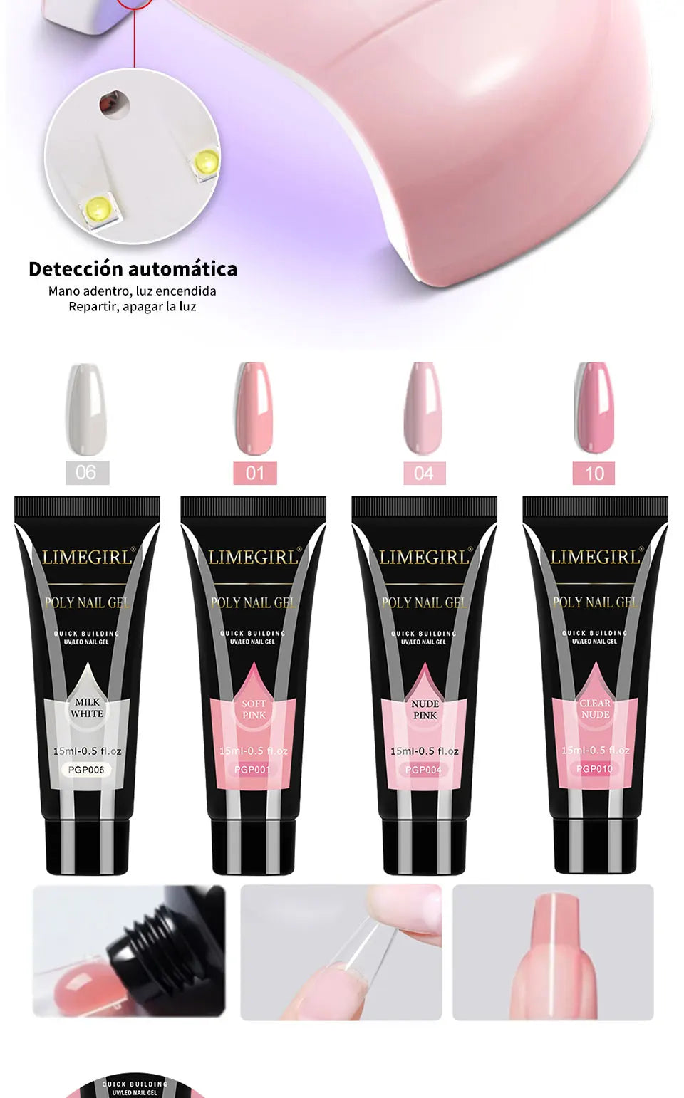 LIMEGIRL 8ml Gel Nail Polish Set UV Semi-Permanent Gel Varnish Soak Base Coat Polishing Tool with LED Lamp and Nail Drill  Kit
