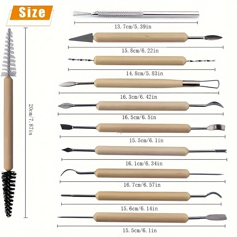 Professional Pottery Clay Sculpting Tools Set 61Pcs Modeling Stick Ceramic Tools Smoothing Wax Carving Ceramic Polymer Art Tools