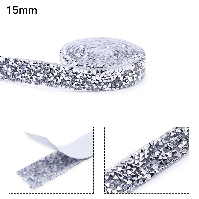 10mm-30mm Rhinestone Ribbons Self-Adhesive Trim Gift Handmade Rhinestone Stickers Applicator Ribbon With Rhinestones Appliques