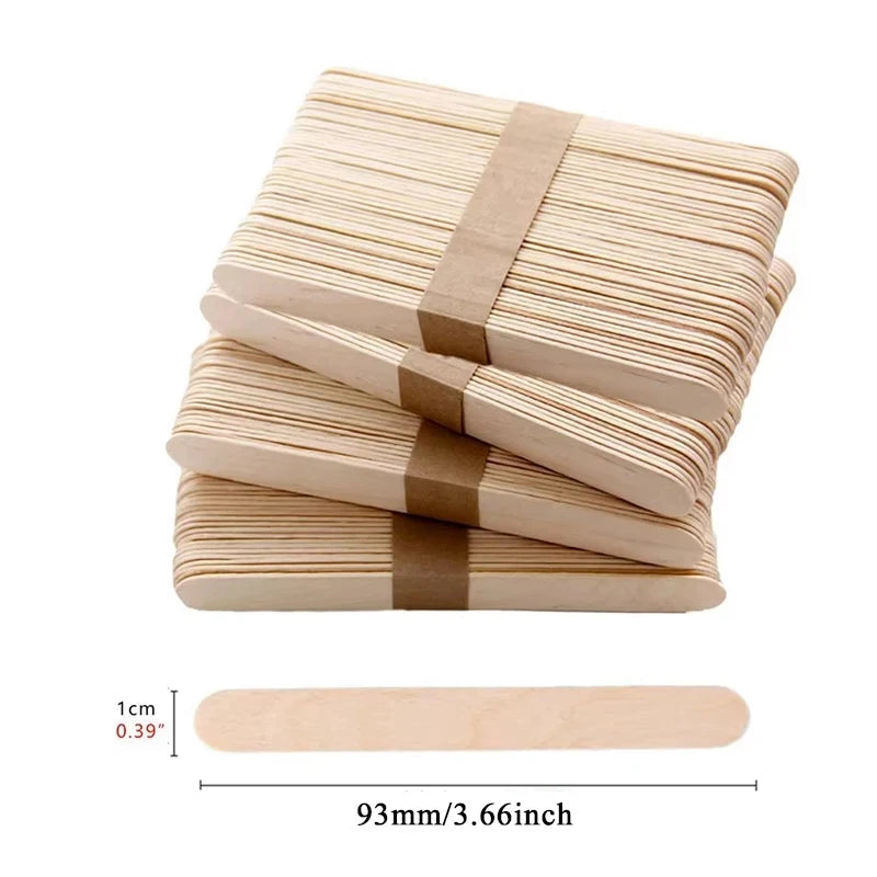 100pcs Ice Cream Popsicle Sticks Wooden Sticks Ice Cream Spoon Hand Crafts Art Ice Cream Lolly Cake Tools DIY Wooden Sticks
