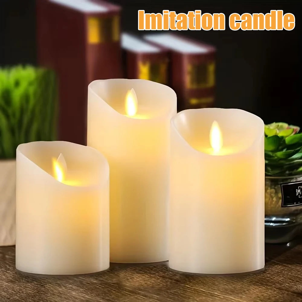 Flickering Flameless Candles 3X Battery Operated Flickering Led Candles Flameless Wax Pillar Candles Light Waterproof Pillar Led