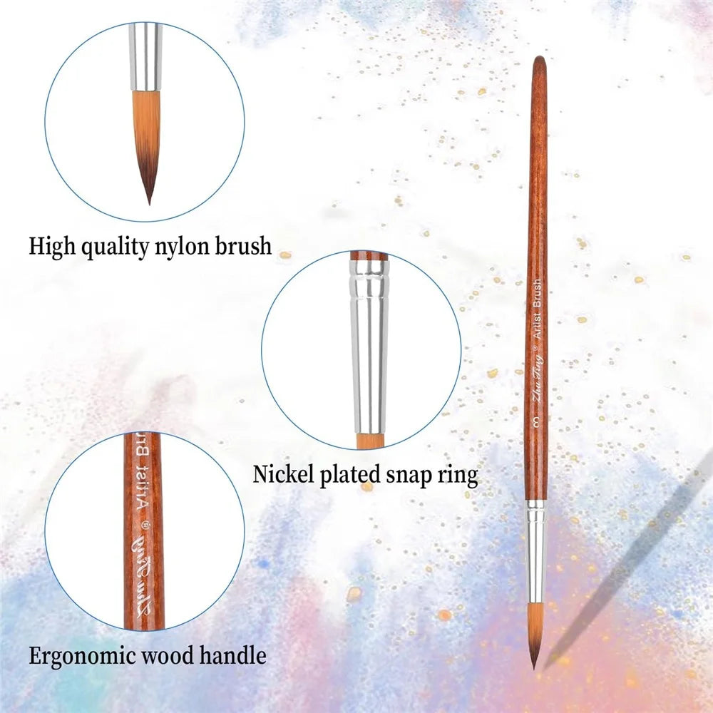 Paint Brushes 12pcs Set，Professional Brush Round Pointed Tip Artist Brush for Acrylic Watercolor Oil Painting Body Painting
