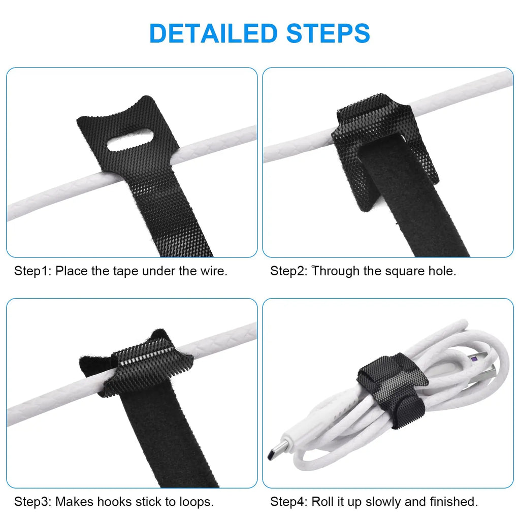 100pcs 100 reusable cable organizer ties, mouse headphone cable management nylon cable ties