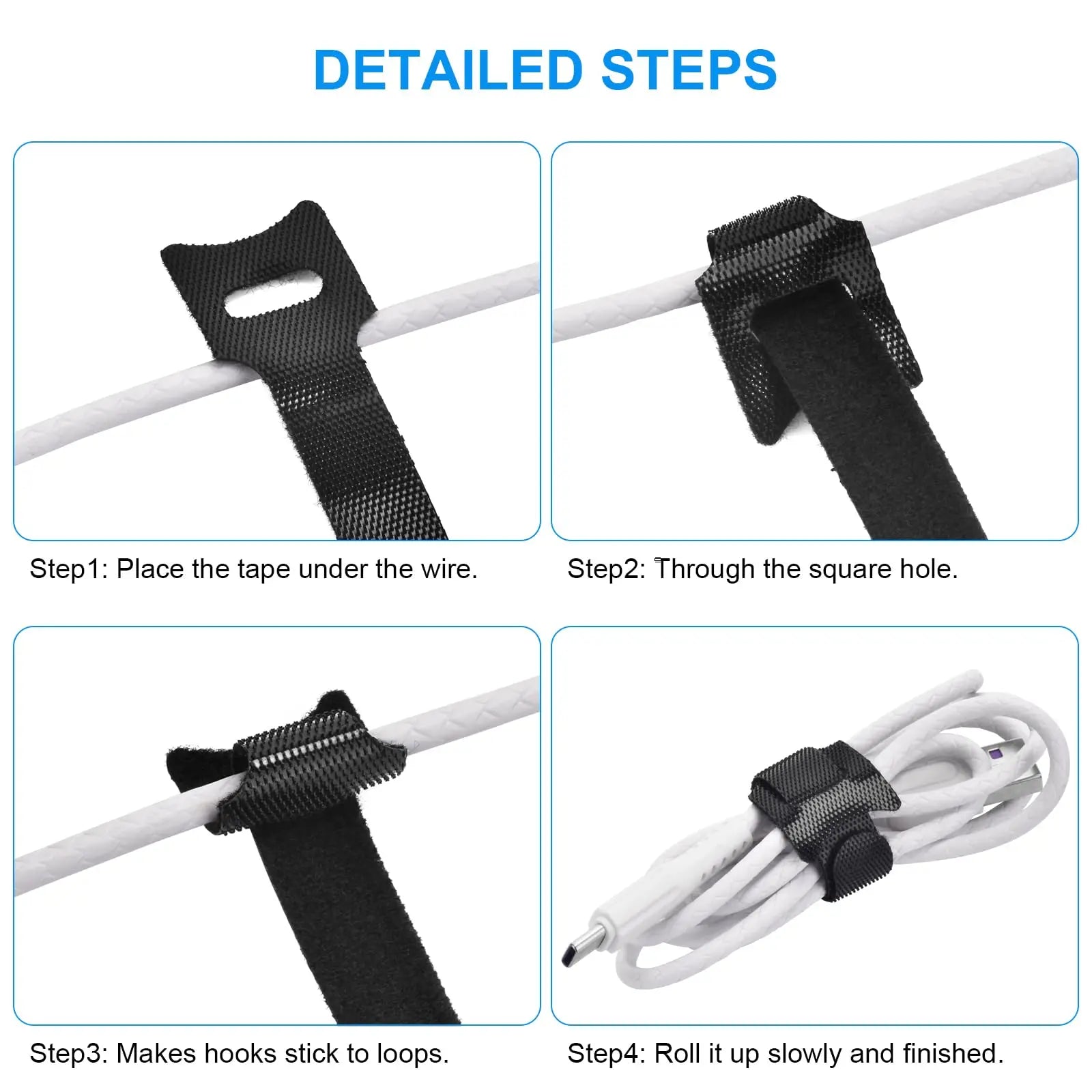 100pcs 100 reusable cable organizer ties, mouse headphone cable management nylon cable ties