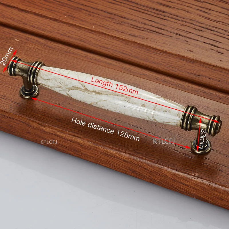 European Bronze Ceramic Cabinet Handles Zinc Alloy Drawer Knobs Wardrobe Door Handles Furniture Handle