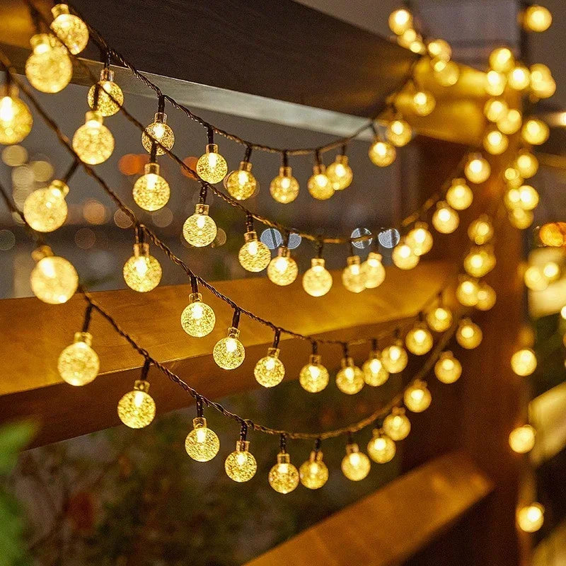 5/7/12m Solar String Light Outdoor LED Crystal Globe Light Solar Fairy Light Garden Light for Christmas Wedding Party Decoration