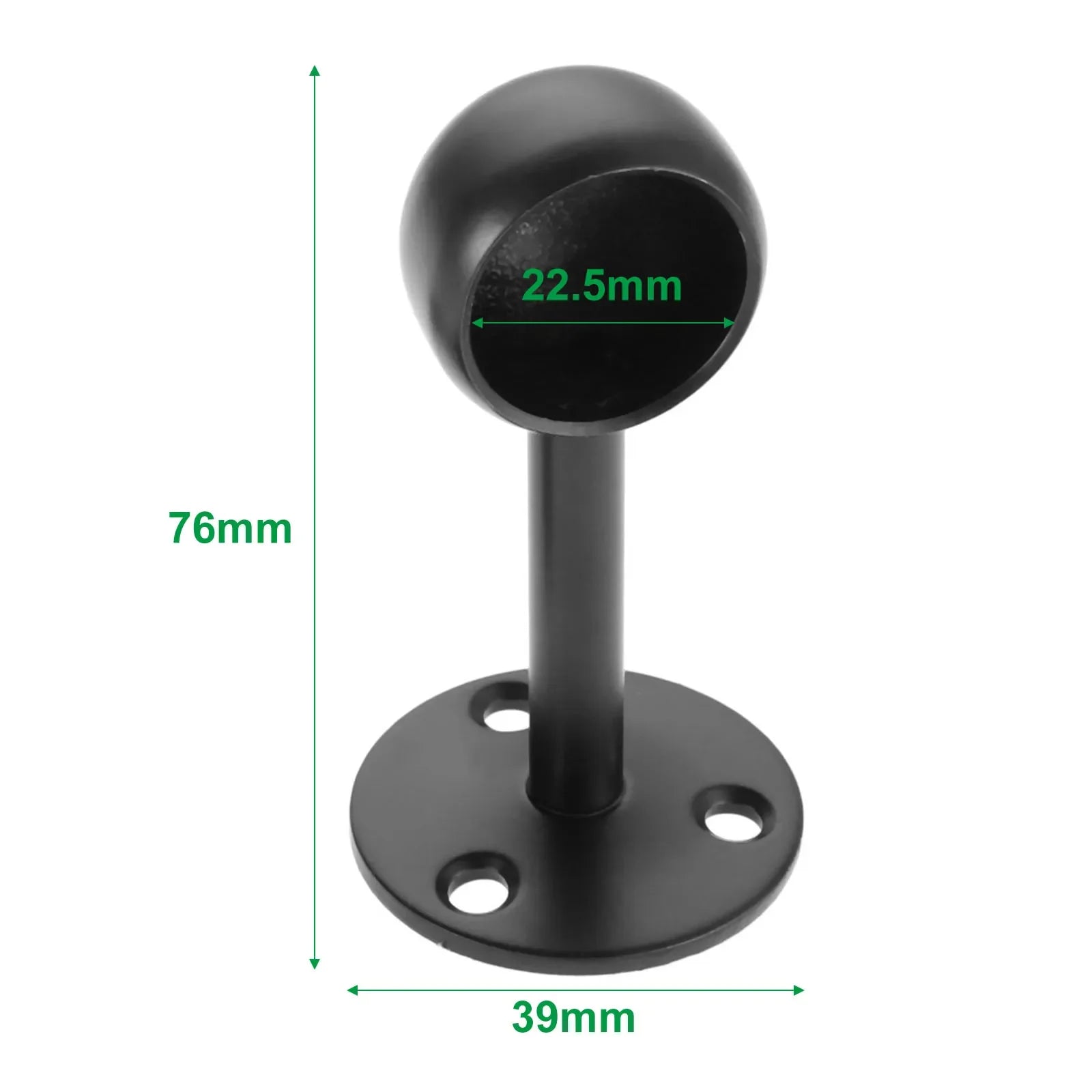 2Pcs Black Steel Closet Pole Socket Brackets Wardrobe Rod Brackets Curtain Rod End Supports Flange Rod Holder 16/19/22/25/32mm