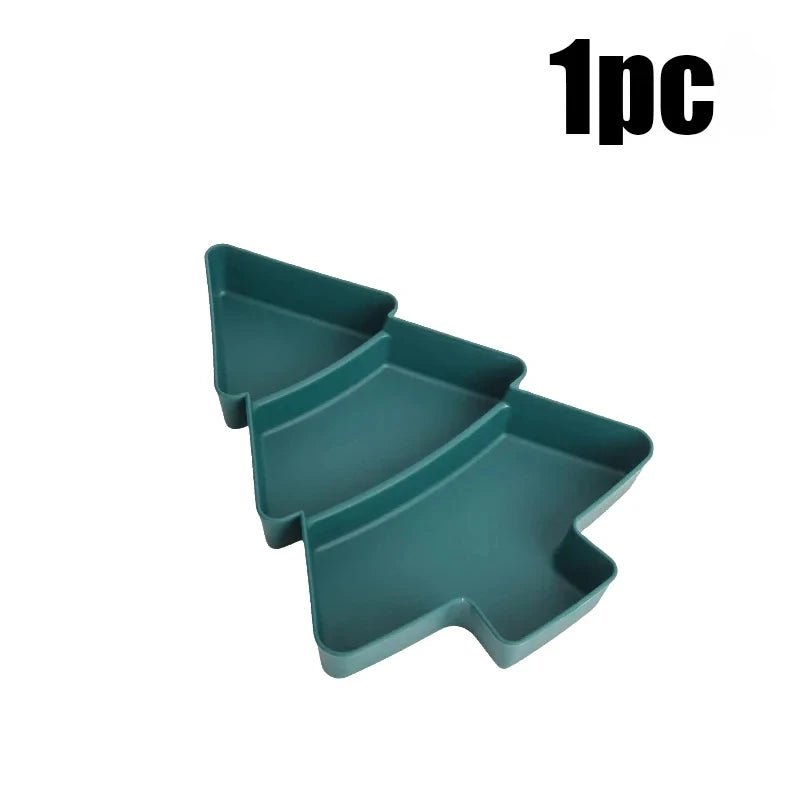 1-20PCS Christmas Tree Shaped Fruit Tray Plastic Candy Snack Tray Dried Fruit Melon Plate Party Supplies Home Decoration