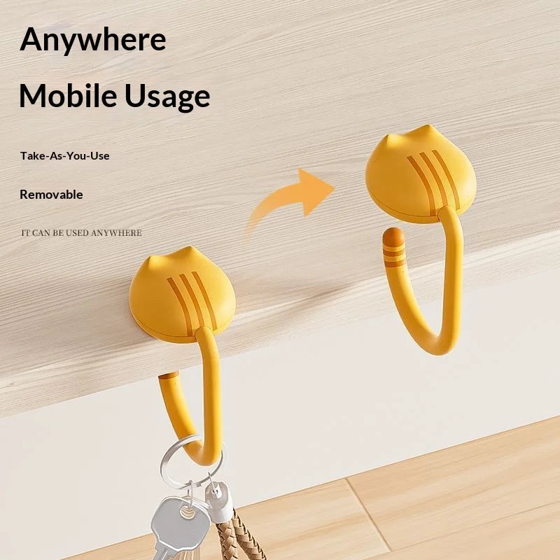 Cat Backpack Hook Desk Edge Hook Dormitory Gadget New Model with No Drilling Holes for Primary School Student Desk Side Hook.