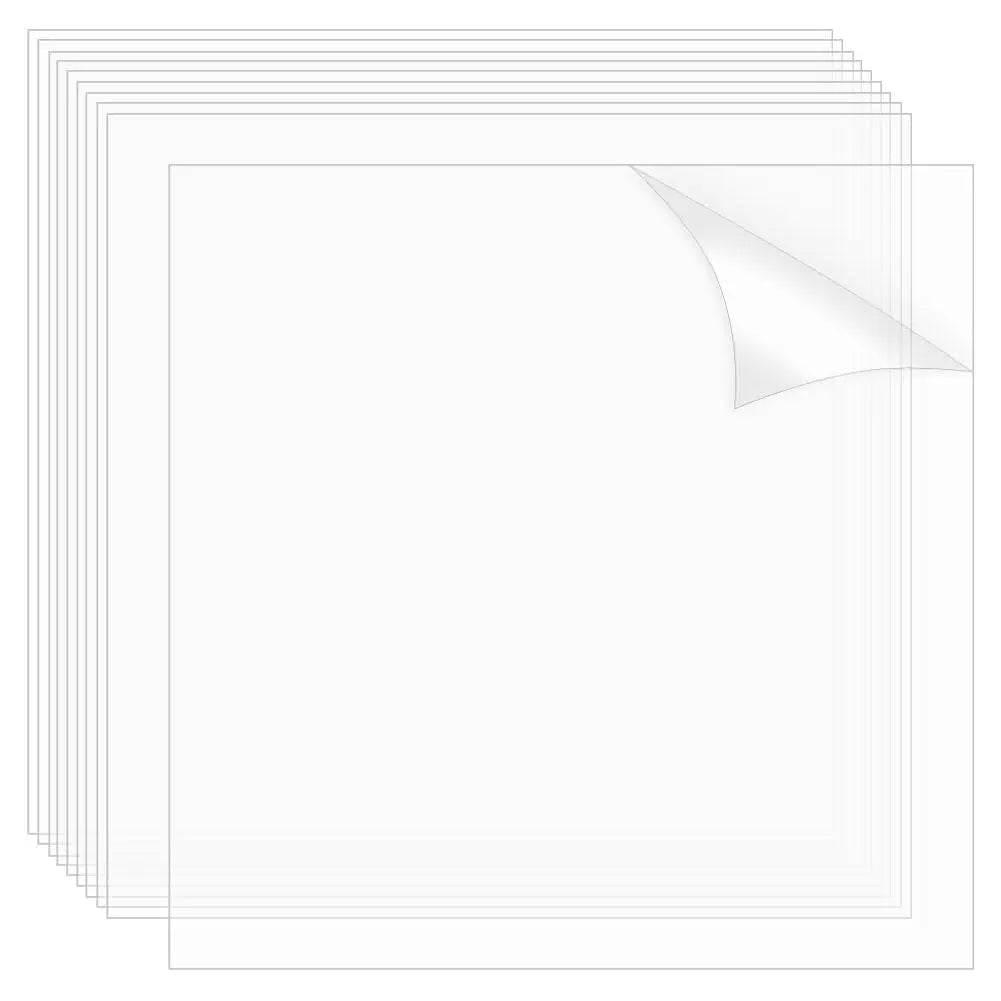 10 Sheets Clear PET Sheet 9.84 x 9.84 Inch Transparent 0.2mm Thin Plastic Sheets Thin Acrylic Panel for Crafts Picture Frames