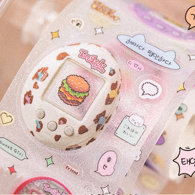Mr Paper 4rolls Glitter Pet Die-Cut Tape Time Warp ins style cartoon border handbook goo card decorative collage DIY Dairy Card