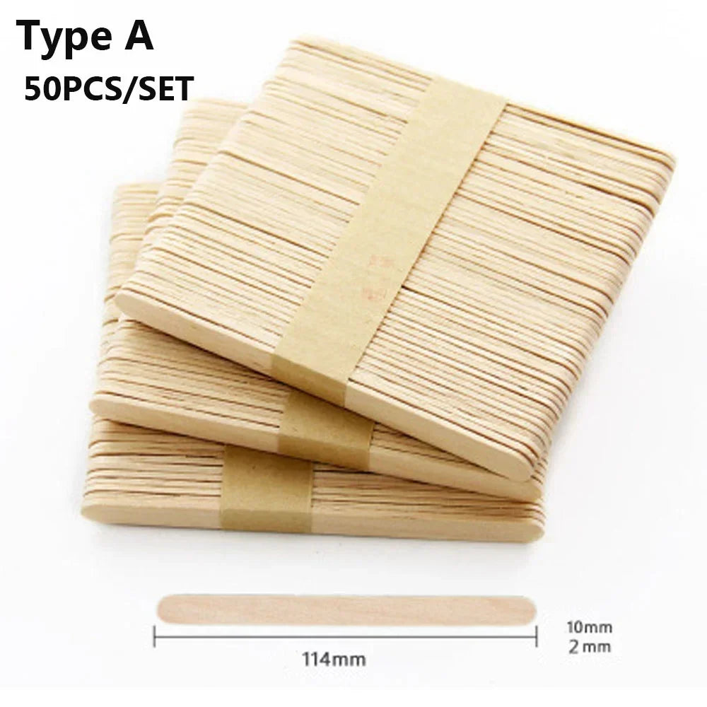 Natural Wooden Popsicle Sticks 50 Pcs Set for DIY Craft Ice Cream Lolly Projects