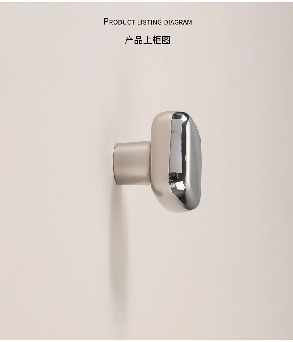 Silver cabinet door handle creative wardrobe/cabinet/drawer knobs modern minimalist single-hole door pull furniture hardware