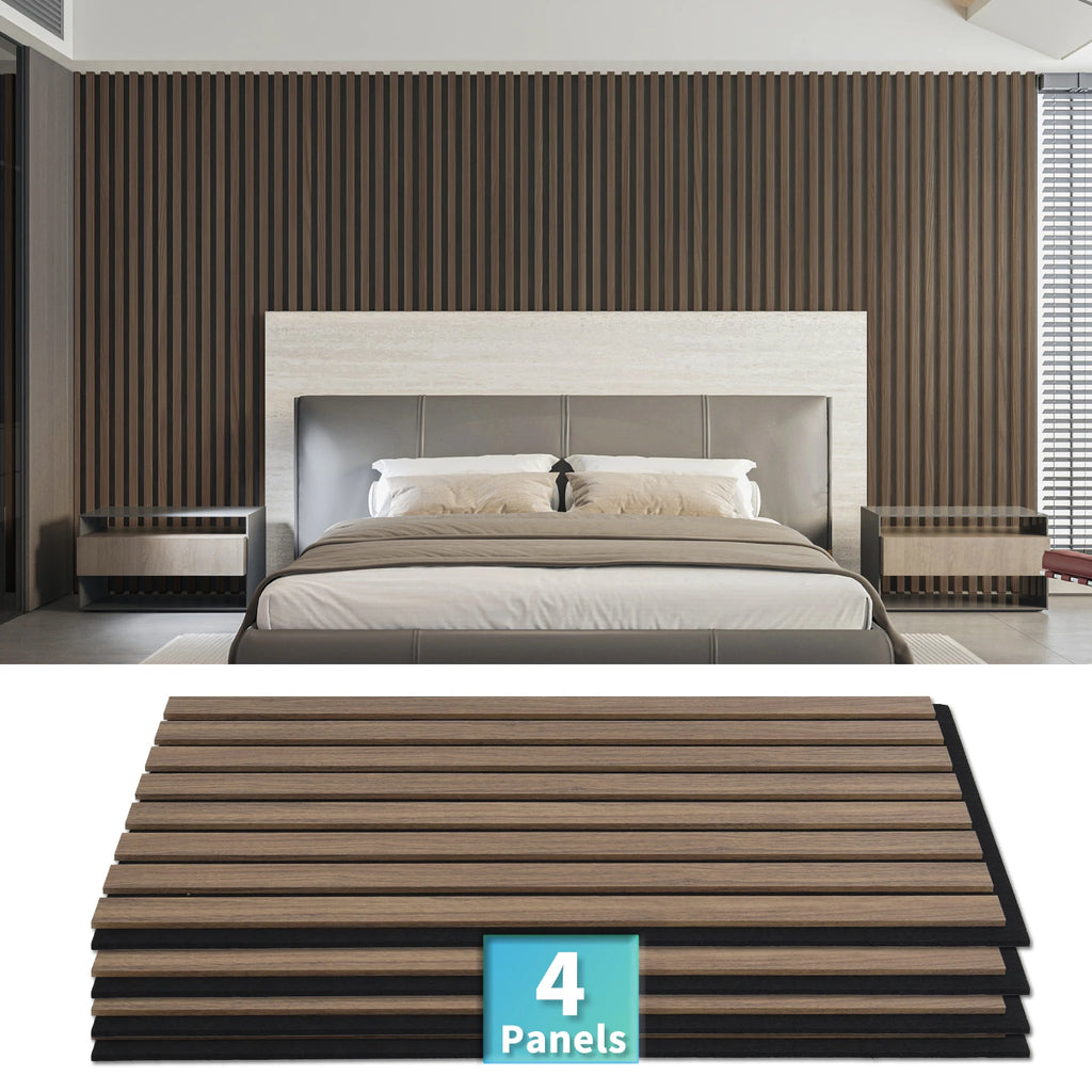 Art3d  4-Panels, Textured Wood-Look 3D Wall & Ceiling Tiles Noise Insulating MDF Grille Design,Acoustic Panels, 24" x 12"