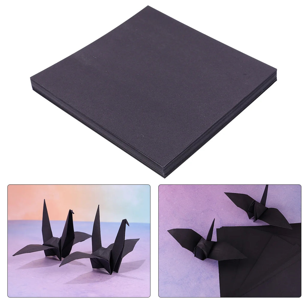 100Pcs Black Square Origami Paper Folding Sheets for DIY Handcraft Paper Crane Party Decoration Hand Craft Sheets