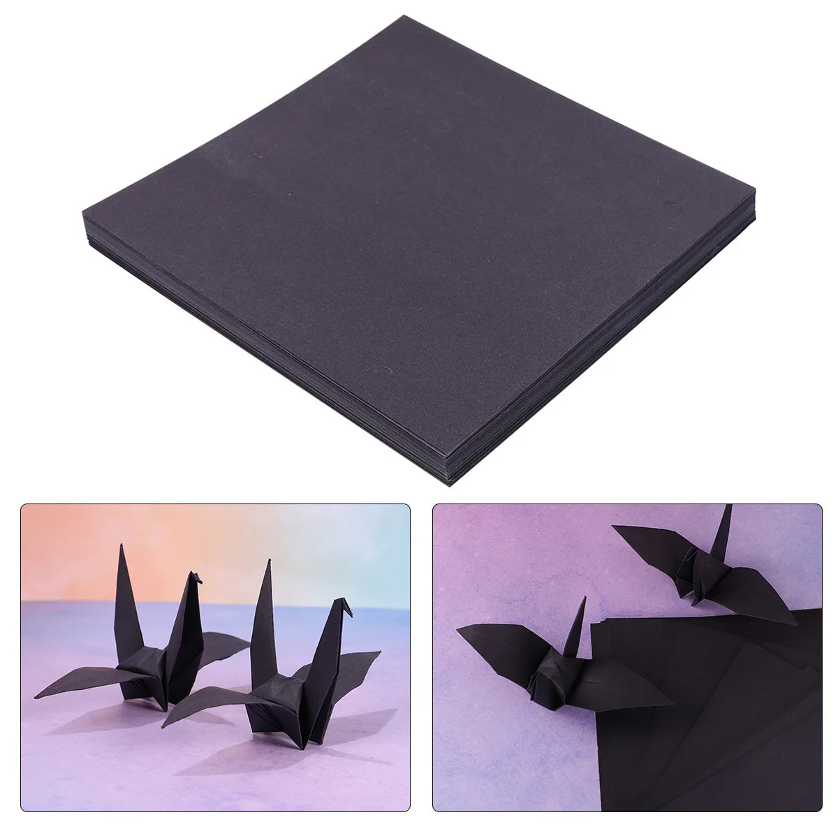 100Pcs Black Square Origami Paper Folding Sheets for DIY Handcraft Paper Crane Party Decoration Hand Craft Sheets