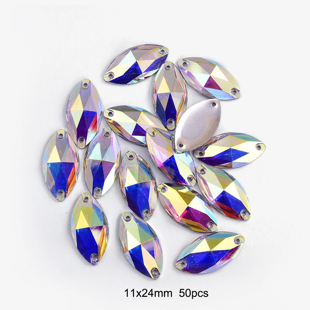 Oleeya CrystalAB Mix shapes Best Quality Resin Sewing Rhinestone  Flatback Sew On Stones Strass for Clothing Accessories Shoes