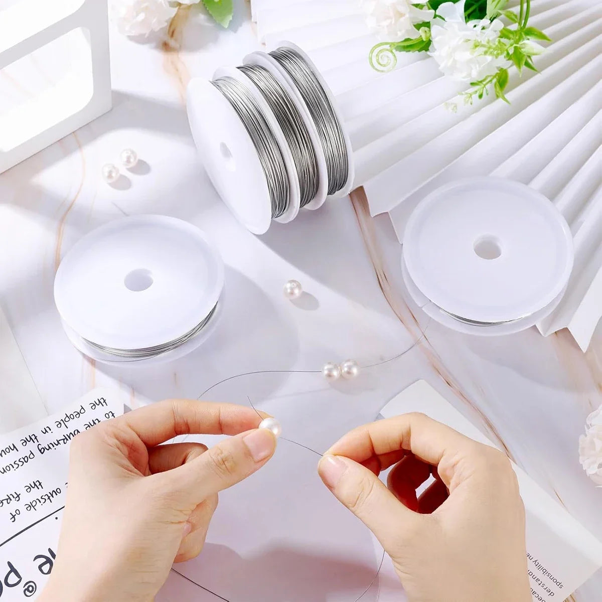 Flexible Anti-Rust Beading Wire, Single Strand, Soft Steel Craft Wire for Jewelry Making, Bead Wrapping and Connecting, 5mm,