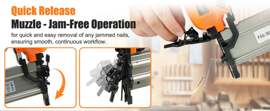 F50/9040 Pneumatic Brad Nailer, 2 in 1 Nail Gun Staple Gun Fires 18 Gauge 2" Brad Nails and 1/4" Crown 1-5/8" Staples with Carry
