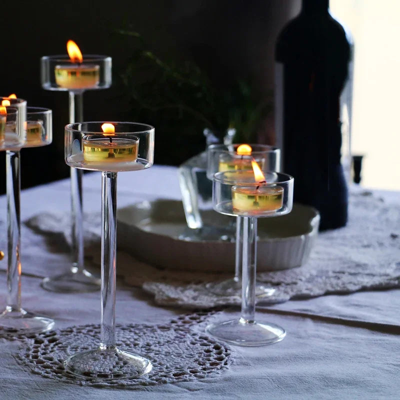 3 piece Glass Candle Holder For Wedding Decorations Candlestick Rustic  Candelabros Vintage Candle Stand Candle Holders Glass