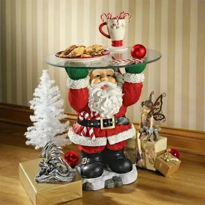 Resin Santa Claus Tray - Battery-Free Holiday Christmas Party Decorations for Festive Parties, Mantel, Sideboard - Durable Indoor/Outdoor Christmas Tabletop Ornaments - Easy to Clean, Exquisite Craftsmanship Design