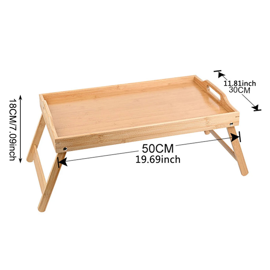 Bamboo Foldable Legs Tray Multi-functional Small Dining Table Tea Tray Movable Breakfast Tray For Desk Bed Counter Living Room