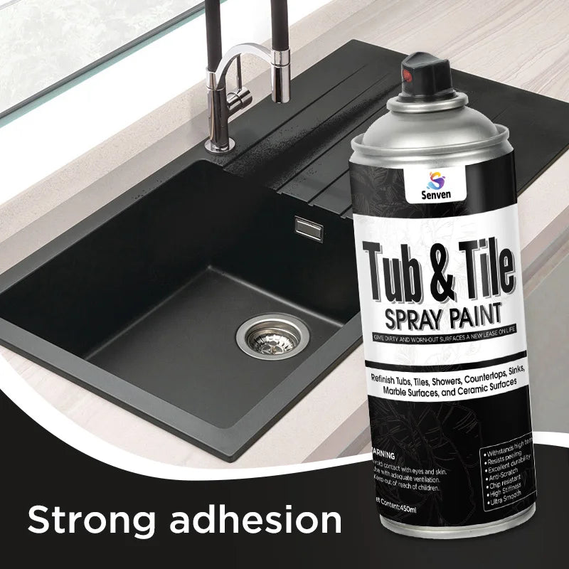 Tub and Tile Spray Paint Black Gloss Aerosol Spray Tile Paint Bathtub Refinishing Kit for Tiles Ceramic Porcelain