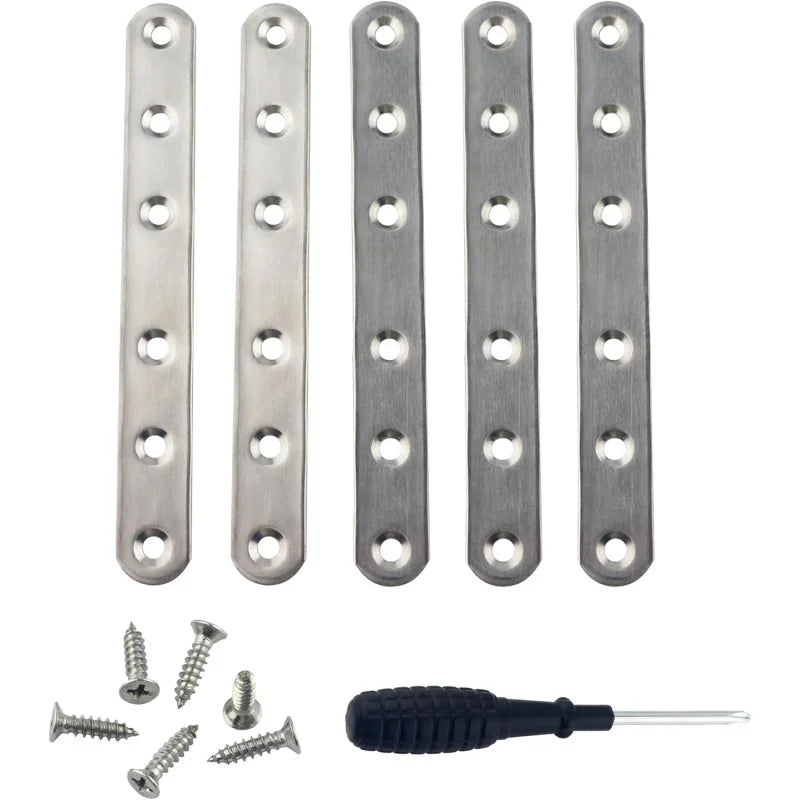 5 Pcs Stainless Steel Flat Metal Fixing Corner Brace Bracket, (Silver)16size for Furniture, Wood, Shelves, Cabinet