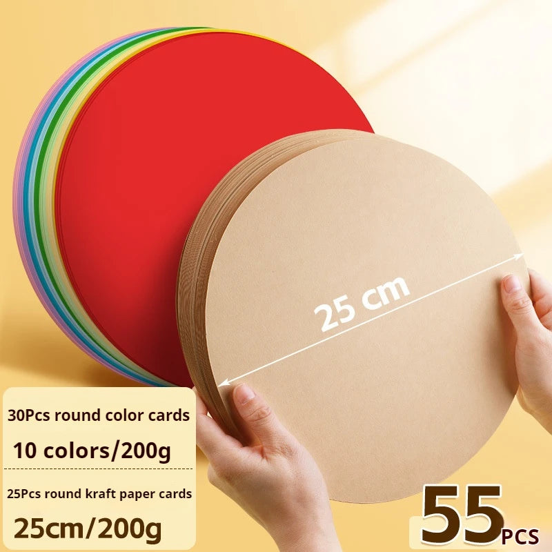 25/29/36 cm Colored Cardstock 200g Round Blank Cardboard Cardstock Sketch Paper for DIY Craft Papercraft Scrapbook Paper Album