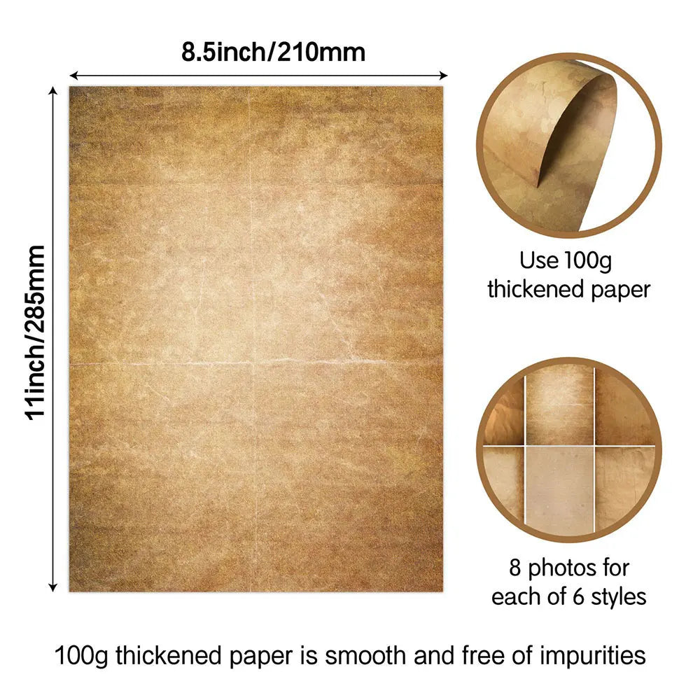 For Fun 48 Sheets Vintage Scrapbook Material Paper DIY Junk Journal Collage Photo Album Retro Background Paper A4 Printing Paper