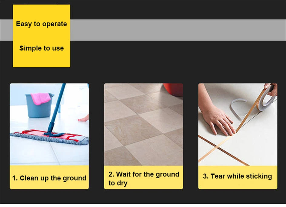 50M Self-Adhesive Tile Beauty Seam Sticker Tape 0.5/1cm Width Waterproof Gold Foil Lines Floor Wall Gap  Decor Seal Strip Tape