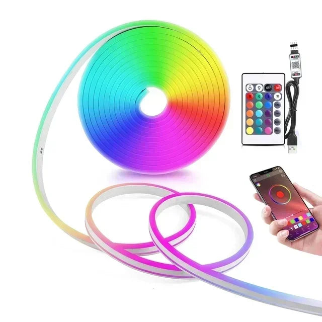 5V Neon Led Usb Light Strip 1M 2M 3M 5M Ip65 Waterproof Outdoor Rgb Neon Ribbon Tape Tuya Wifi Bluetooth App Remote Neon Band