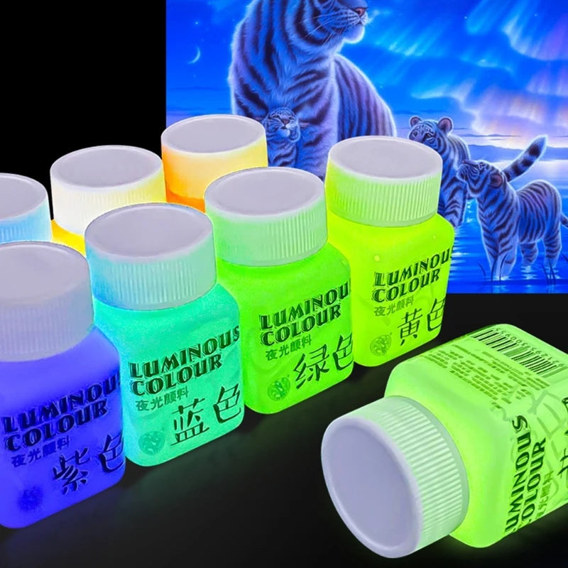 E5BA Glow in the Dark Acrylic Paint Fluorescent Paint for Rock Neon Craft Paint