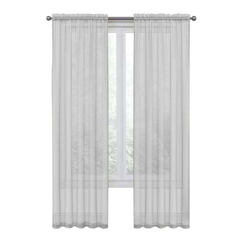 Soild Color Sheer Curtains Semi Transparent Voile Grommet Glass Screen Window Curtains for Living Dining Room Tulle Drapes