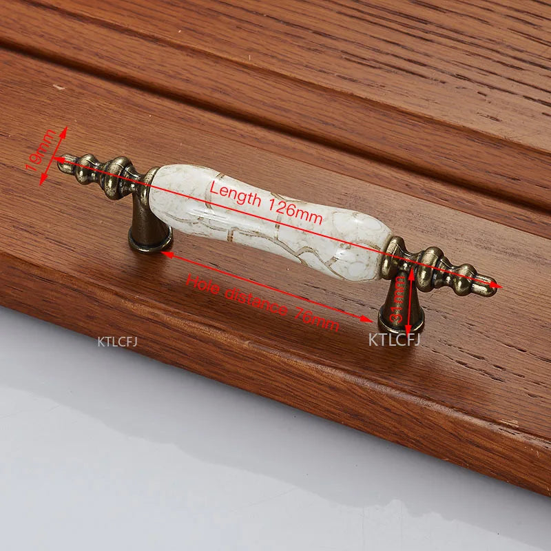 European Bronze Ceramic Cabinet Handles Zinc Alloy Drawer Knobs Wardrobe Door Handles Furniture Handle