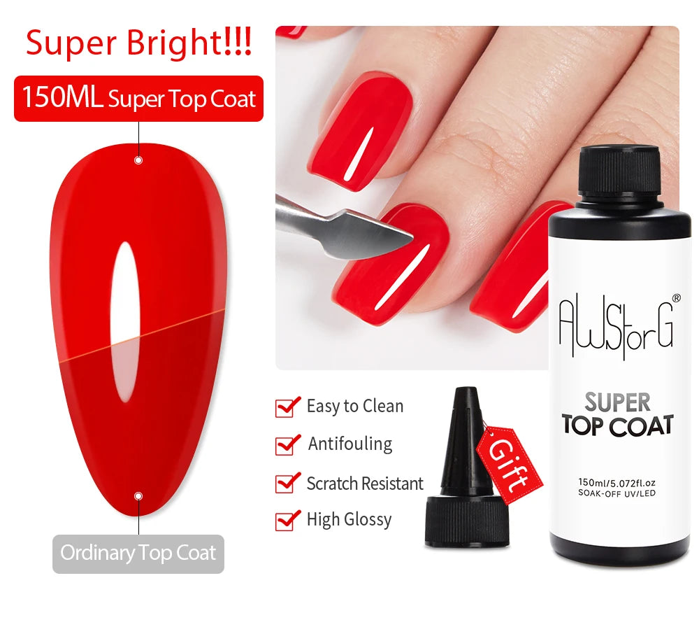 AWStorG 150ml Base Gel Super Top Coat Matte Top Coat Gel Polish Soak Off UV LED Gel Varnish Functional Gel Nail Salon