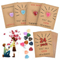 24 Pack Valentine Exchange Card with Heart-Shape Crystal Stone Valentines Cards for Boys Girls School Classroom Party Favors