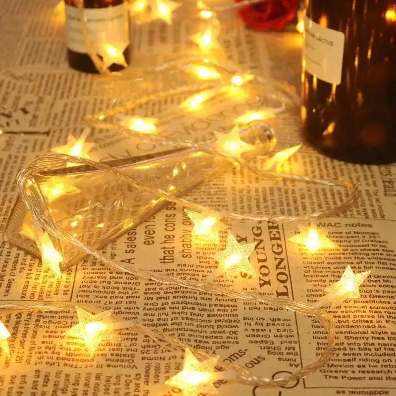 Battery Power Star String Lights Led Fairy Light Christmas Garland for New Year Wedding Party Camping Home Decoration Ramadan